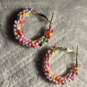 Boho Colorful Rice Bead Hoop Earrings